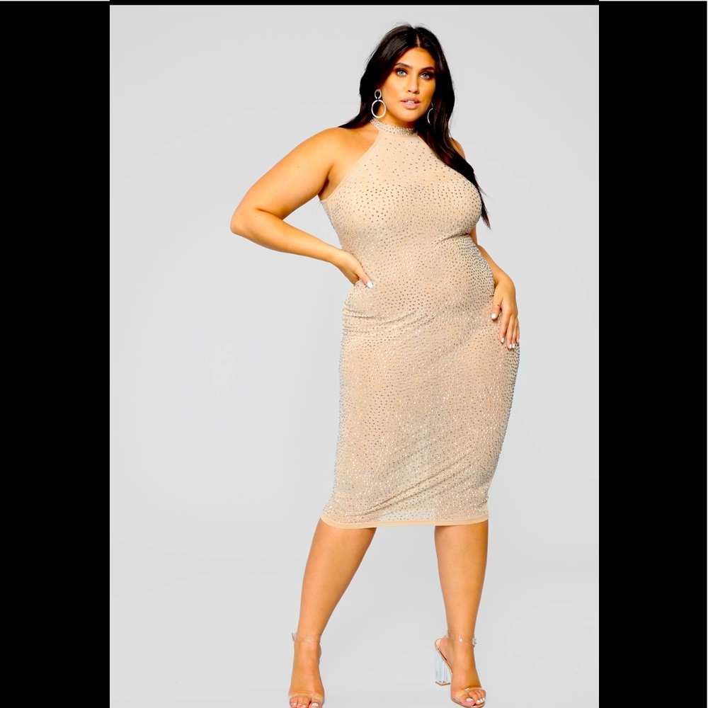 Nude Rhinestone Dress
